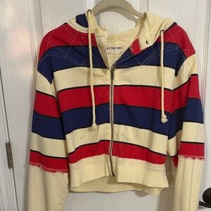 We The Free Red and Blue Zip-Up Hoodie